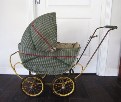antique wicker doll buggy value